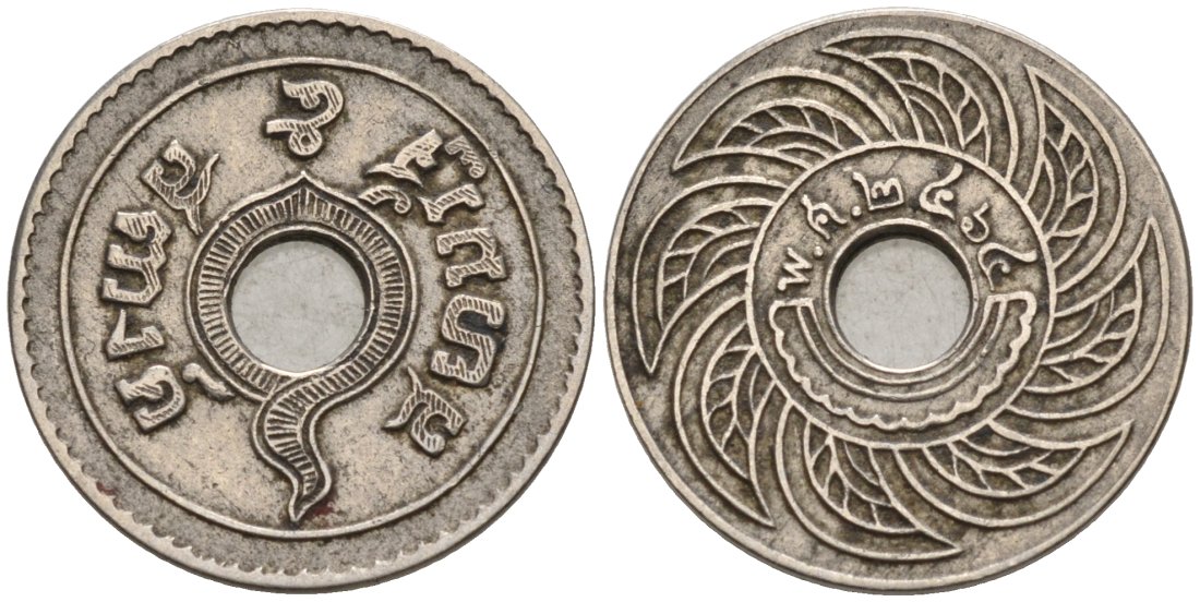 Таиланд 5 сатангов 1921 ВЕ2464, король Рама VI (1910-1925) KM Y#36 никель 4387-324