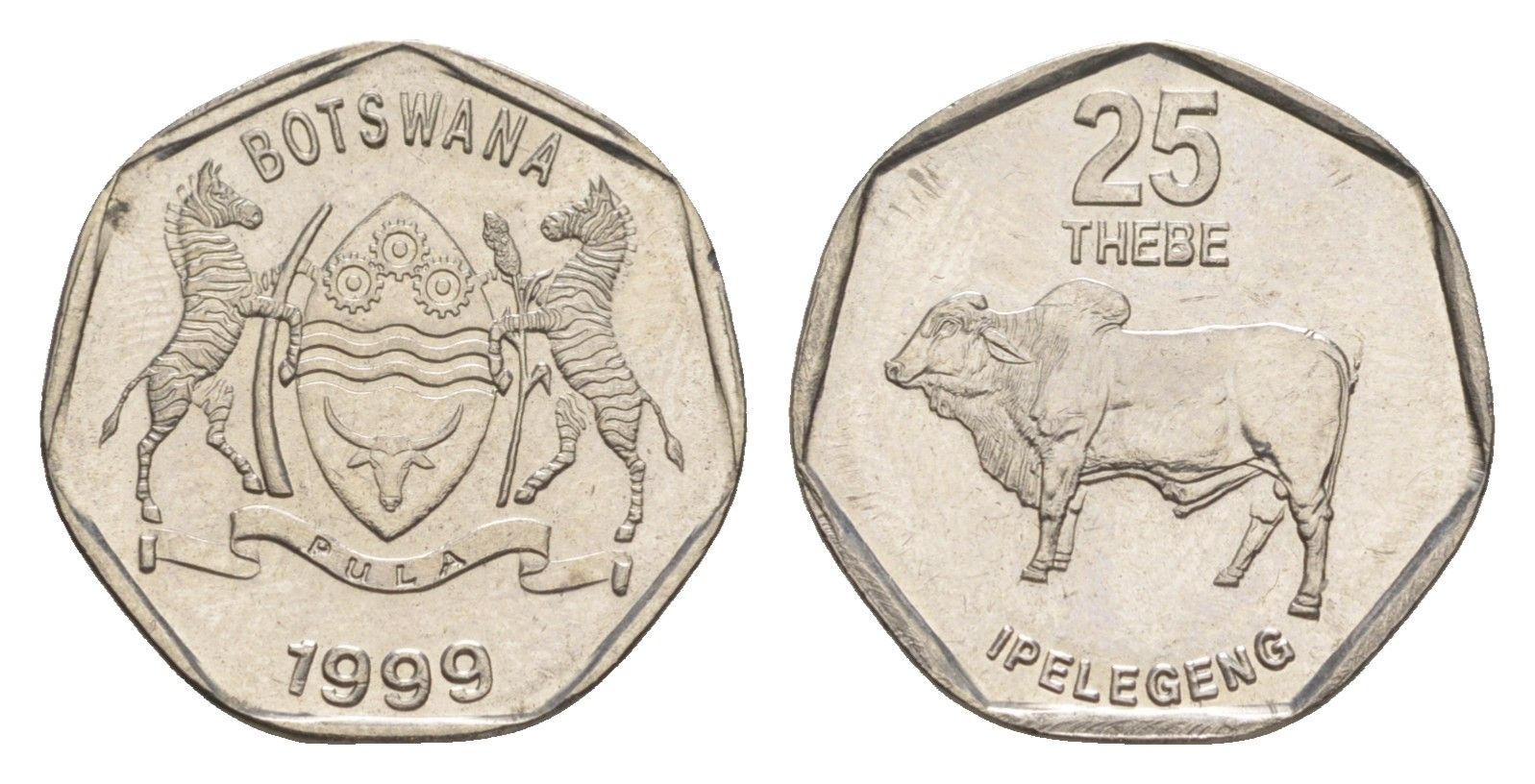 Ботсвана 25 тхебе 1999 KM 28 сталь плакированная никелем UNC 4387-1231