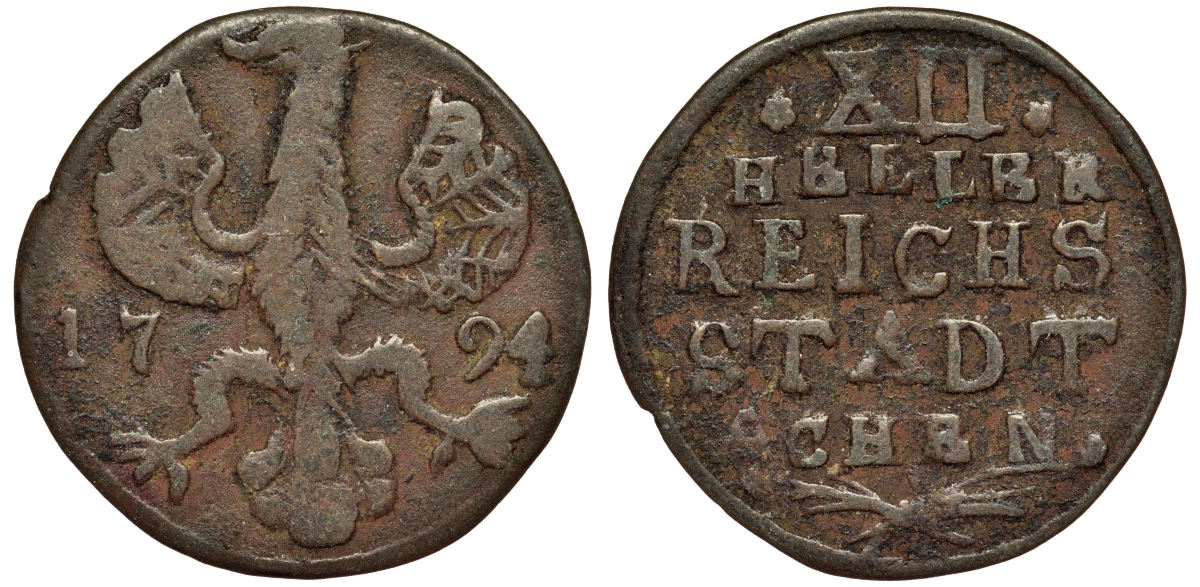 Ахен 12 геллеров 1794 KM 51 медь 75-741