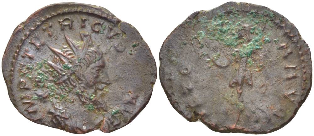 Римская Империя (императоры в Галлии) антониниан 272 - 273 Тетрик I. VICTORIA AVG, Виктория с венком и пальмовой ветвью, Колония Агриппины, Very fine RIC 141 биллон 1073-13-101