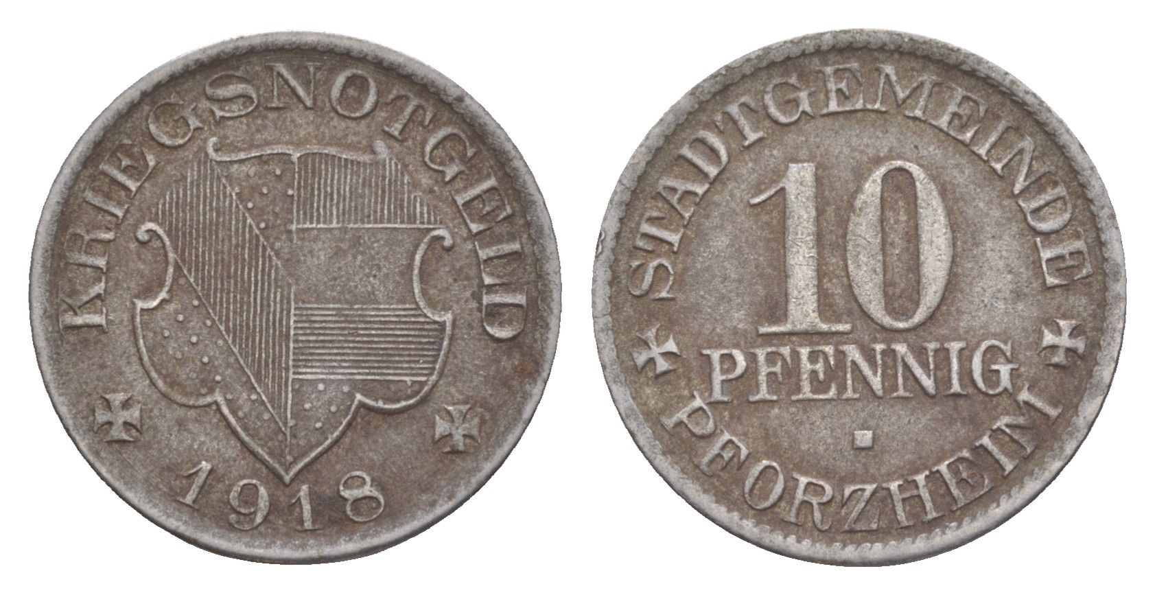 Пфорцгейм 10 пфеннигов 1918 Funck 423.2, Men05 20430.2, Men18 25604.2 железо 4636-814