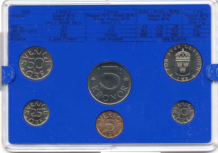 Швеция набор монетного двора из 6 монет 1981 в пластике, Карл XVI Густав (1973- ) KM MS19 UNC 4-3-7-175