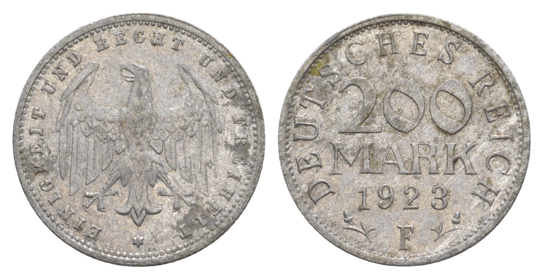 Германия 200 марок 1923 F KM 35, J. 304, Weege 22 алюминий 4638-952