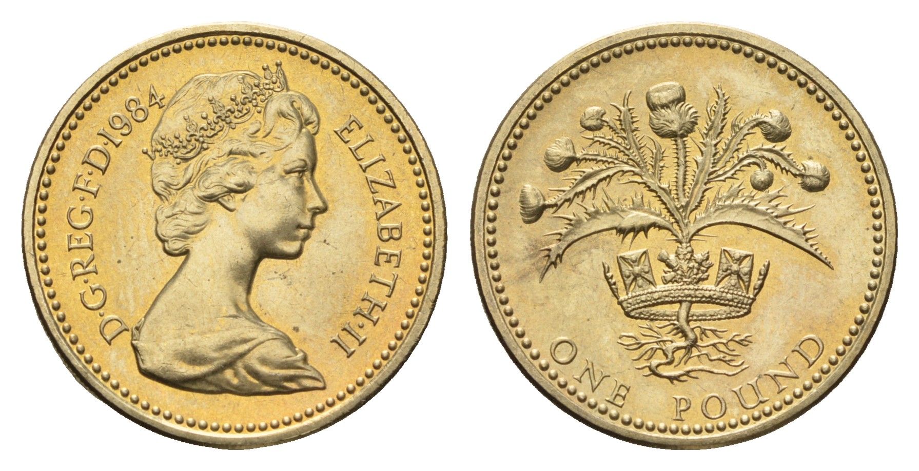 Великобритания 1 фунт 1984 Елизавета II (1952-2022), год-тип KM 934, Spink 4222 никель латунь UNC 4691-913