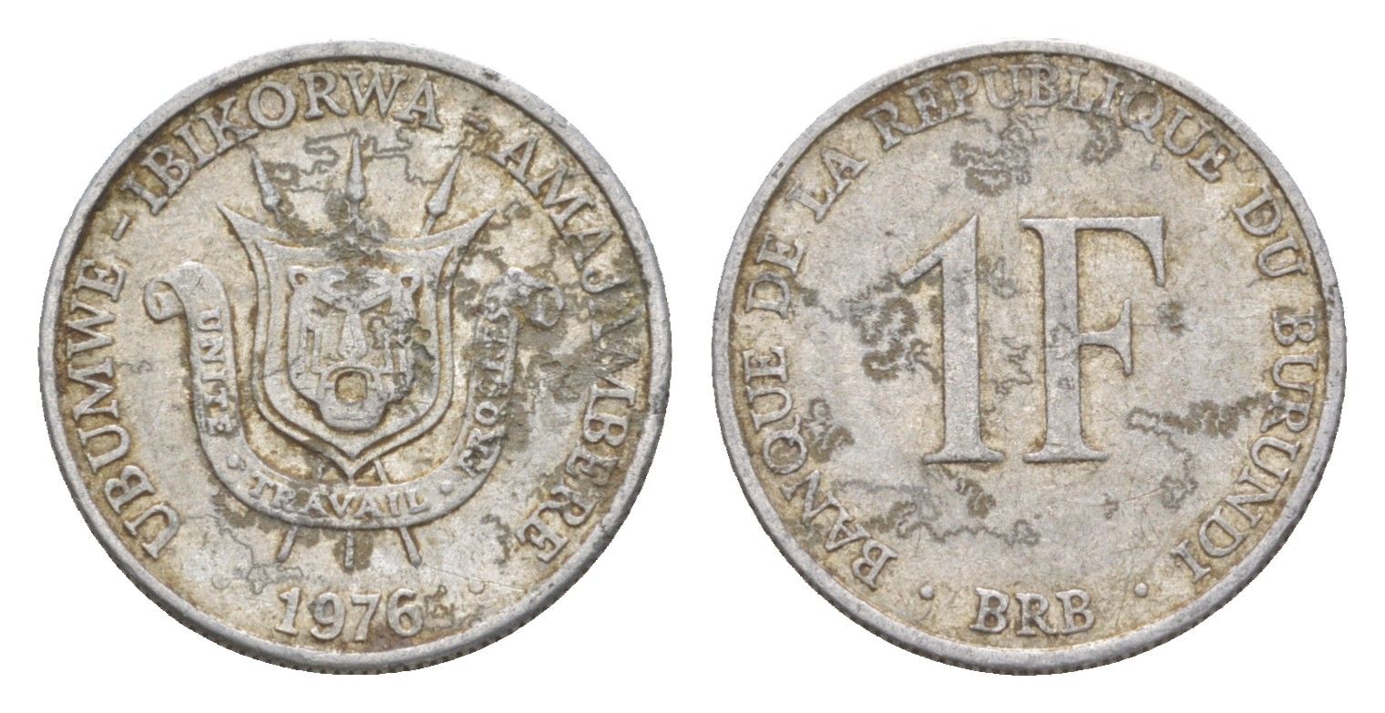 Бурунди 1 франк 1976 KM 19 алюминий 4649-421
