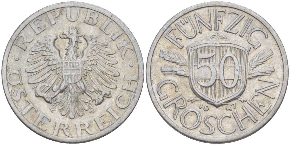Австрия 50 грошей 1947 KM 2870 алюминий 117-755