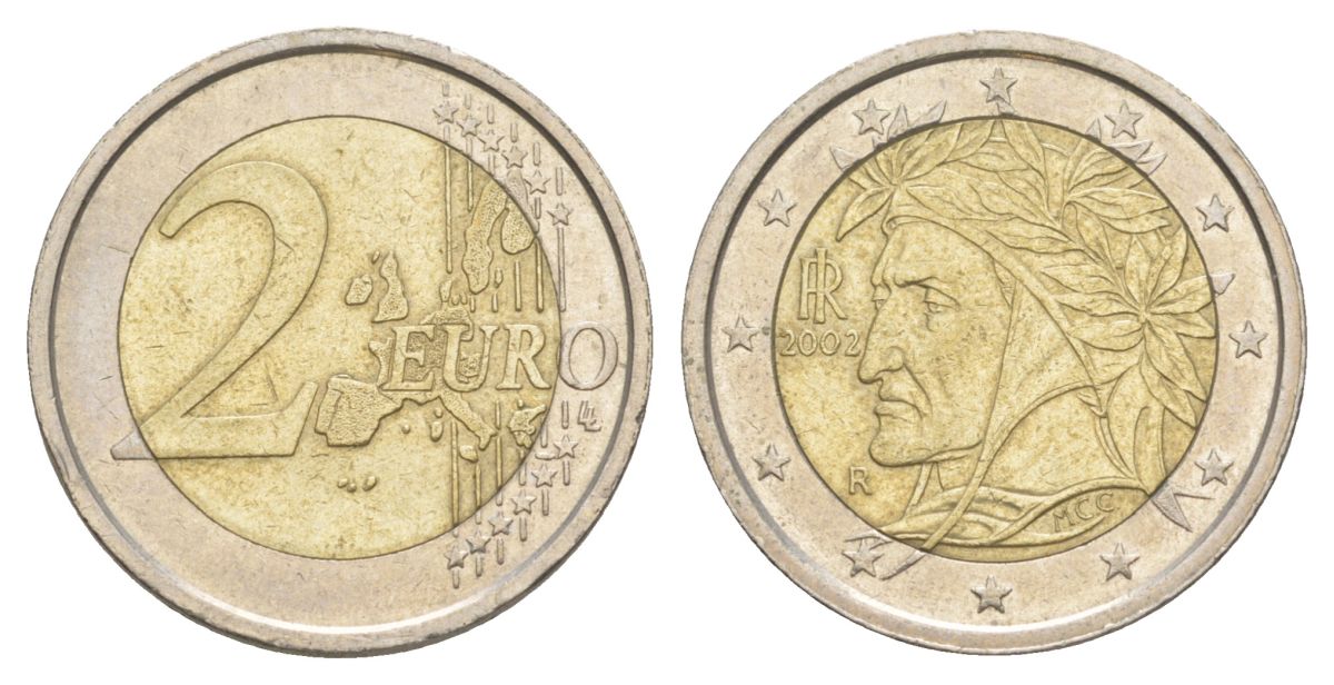 Италия 2 евро 2002 KM 217 биметалл 4629-447
