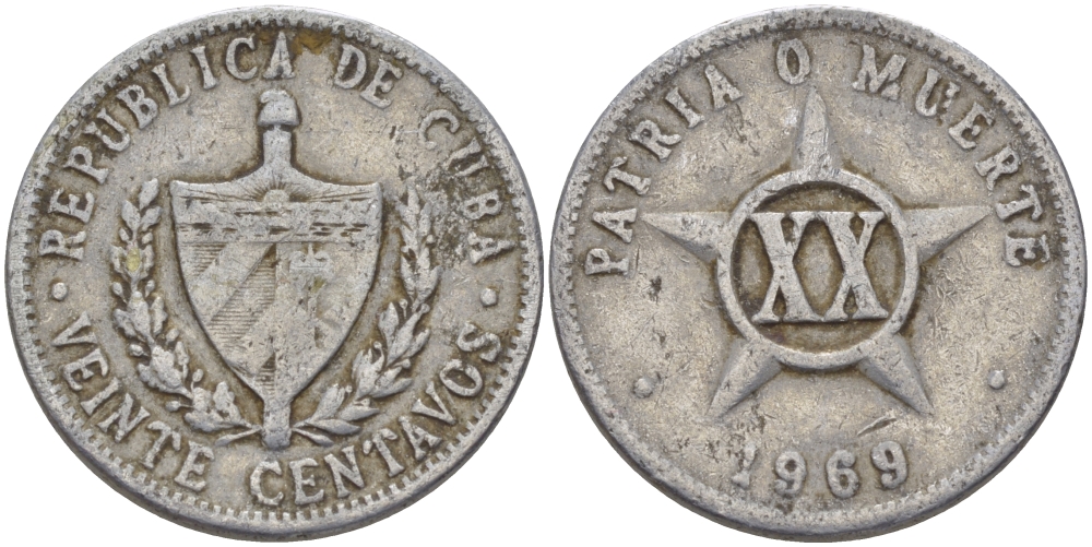 КУБА 20 СЕНТАВО 1969 ЗВЕЗДА KM 35.1 алюминий 67-1122