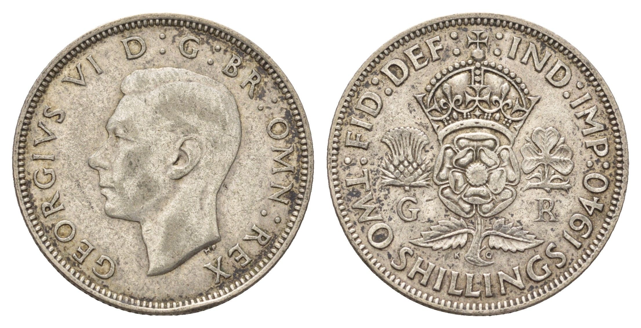 Великобритания 1 флорин = 2 шиллинга 1940 Георг VI (1936-1952) KM 855, Spink 4081 серебро 60-1144