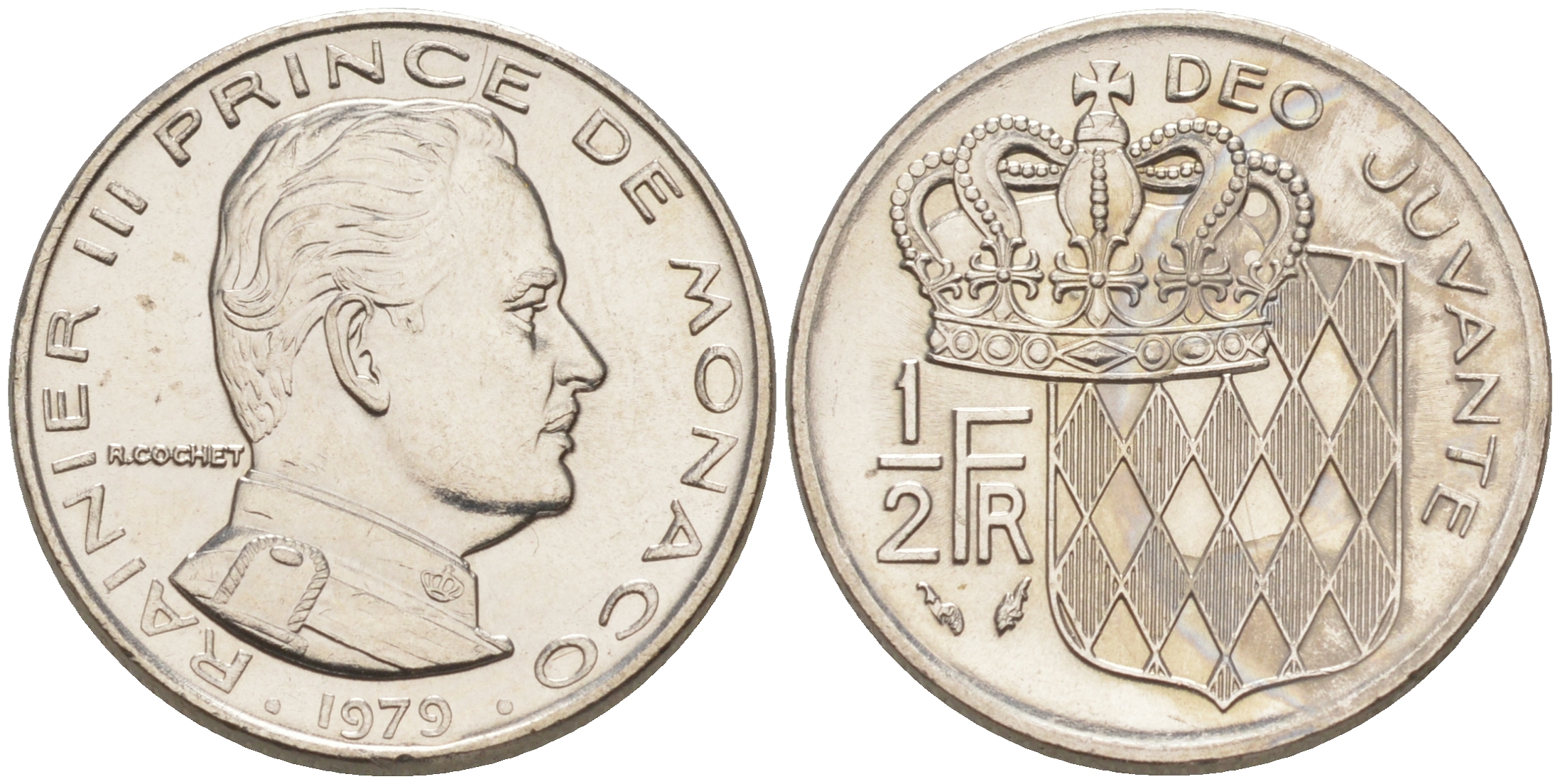 Монако 1/2 франка 1979 Ренье III (1949-2005) KM 145 никель UNC 190-523