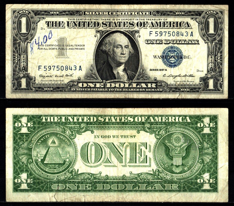 США 1 доллар 1957 Pick 419 a бумага 2119-37-3-1