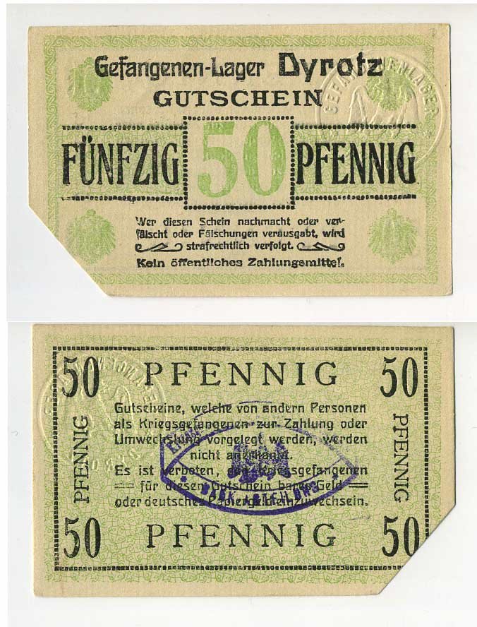 Германия 50 пфеннигов ND лагерь военнопленных в Дироце (Dyrotz) C-2913 бумага UNC (пресс) 000-00-00