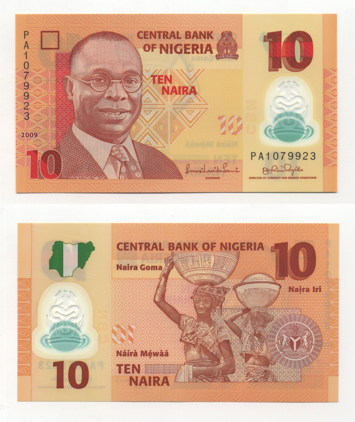 Нигерия 10 найра 2009 Алван Икоку, женщины Pick 39 a (2) пластик UNC (пресс) 6283-43-2