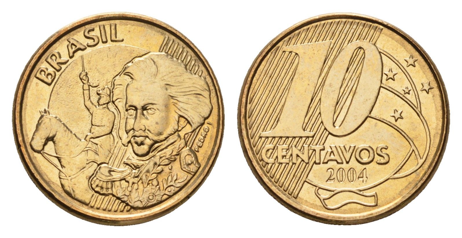 Бразилия 10 сентаво 2004 KM 649 сталь плакированная латунью UNC 99-624
