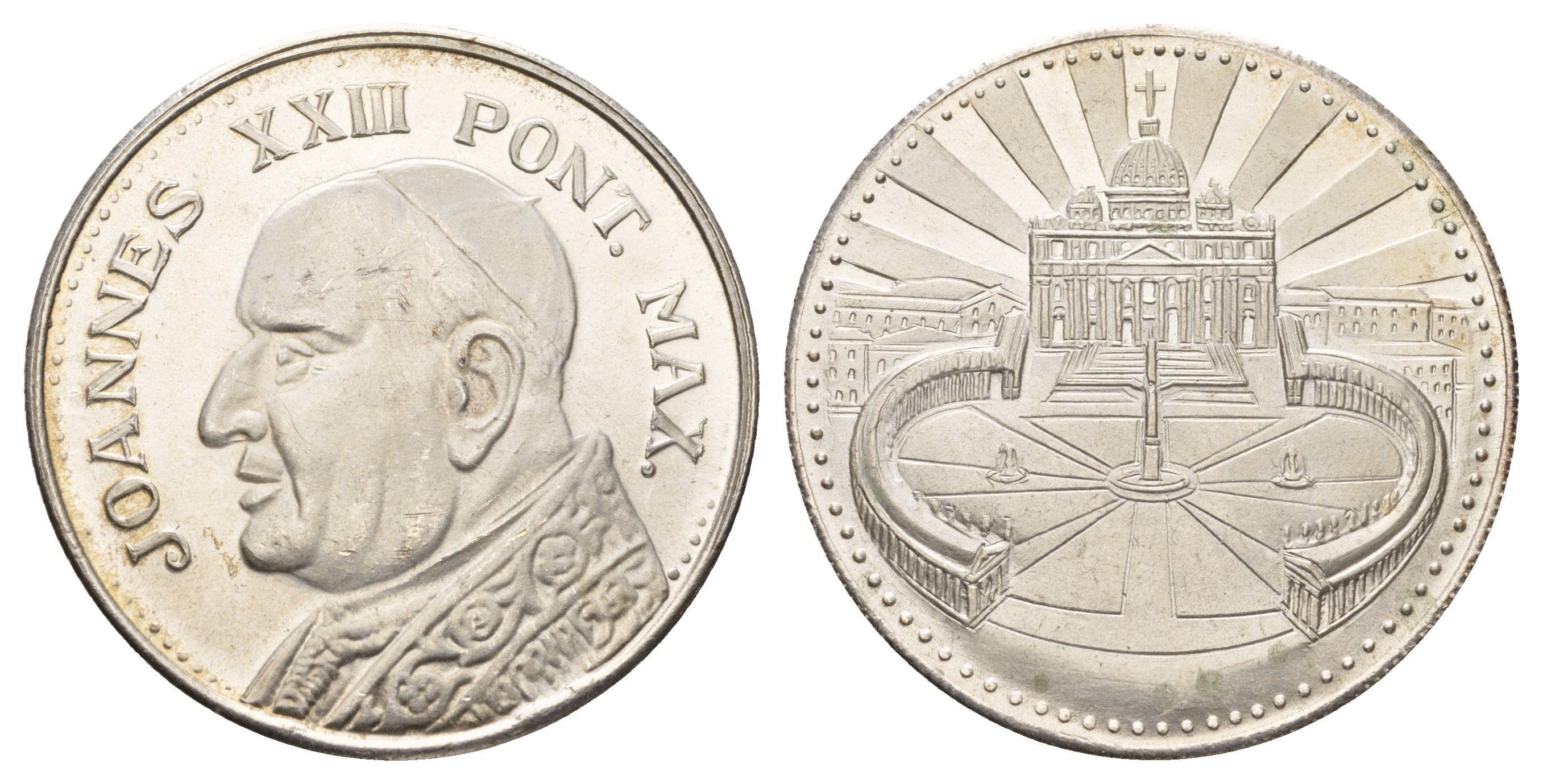 Ватикан медаль в честь избрание папой римским Иоанна XXIII ND (1958) Иоанн XXIII, Площадь Святого Петра, диаметр 35 мм, вес 15,7 гр бронза плакированная серебро 4667-1132