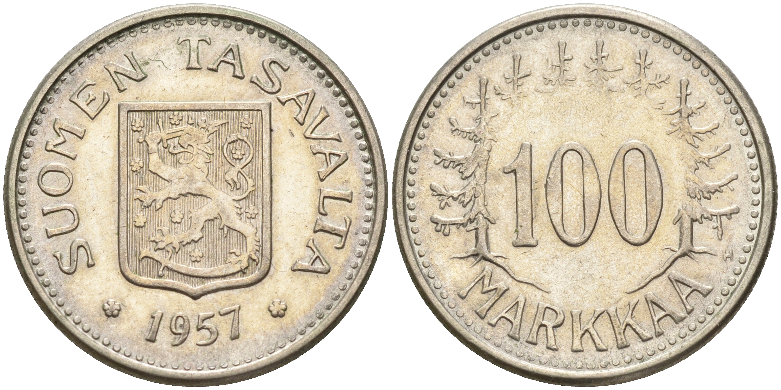 Финляндия 100 марок 1957 H KM 41 серебро    4155-151