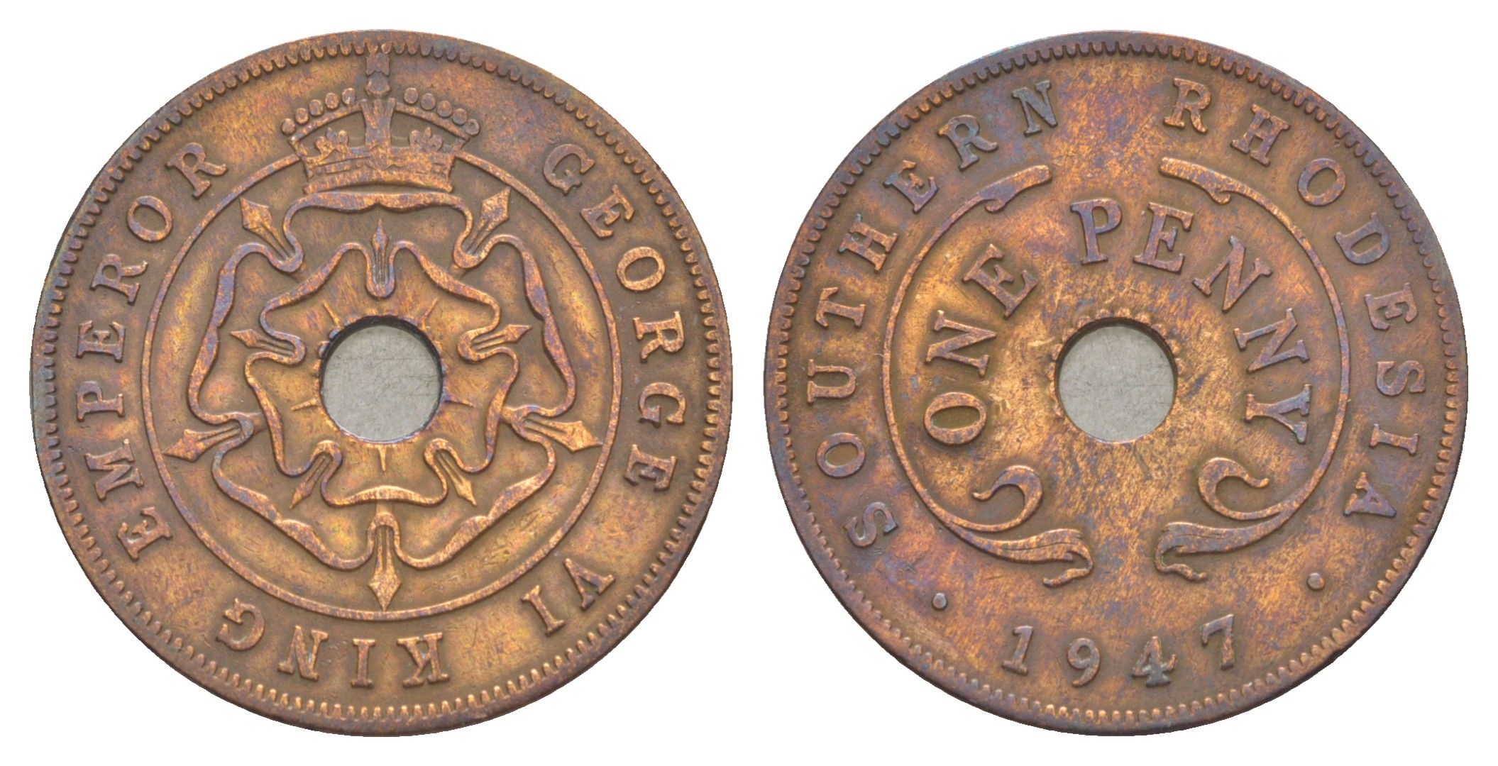 Южная Родезия 1 пенни 1947 Георг VI (1936-1952) KM 8a бронза 4179-646