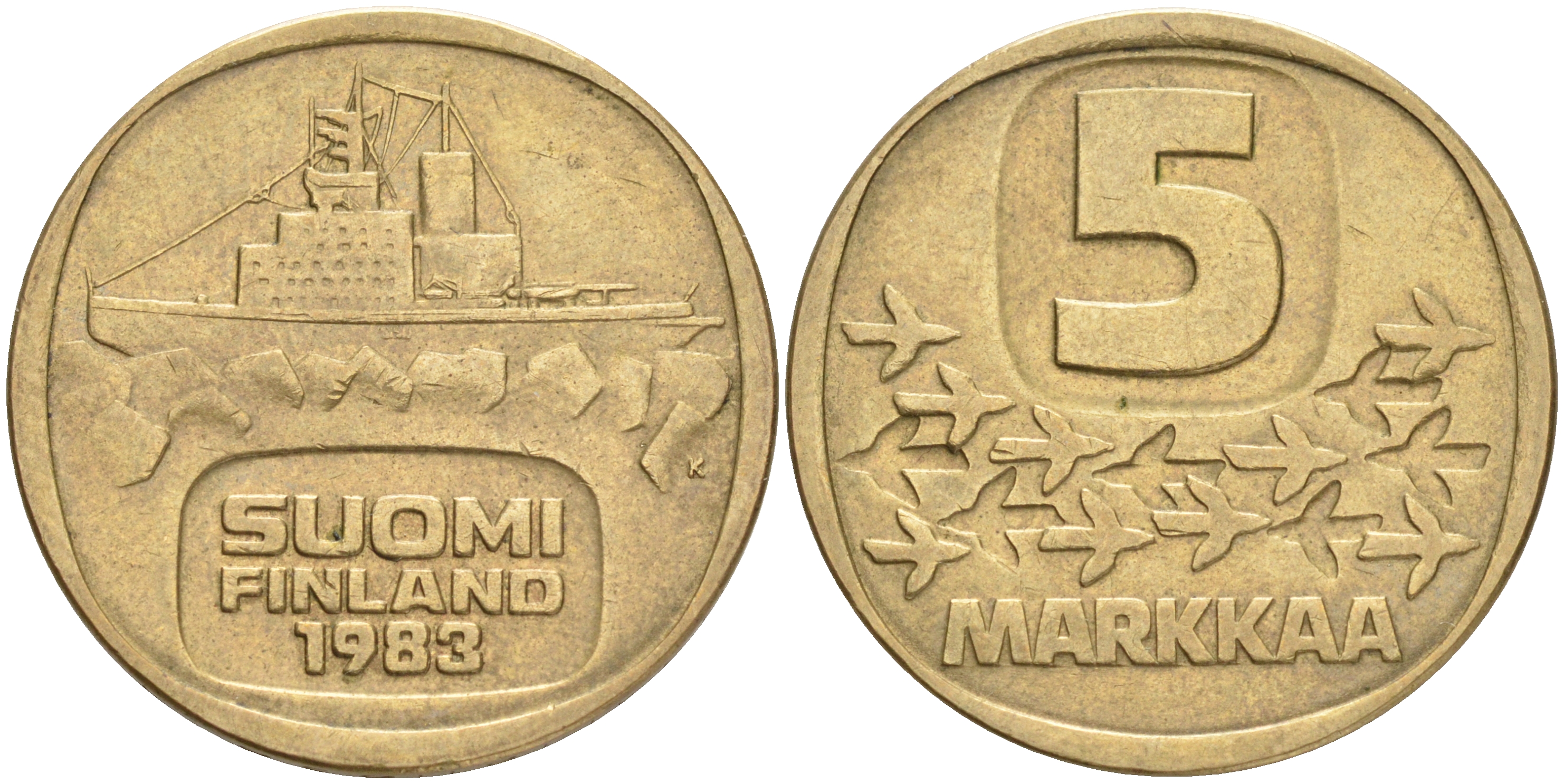 ФИНЛЯНДИЯ 5 МАРОК 1983 K ЛЕДОКОЛ KM 57 алюминиевая бронза 4556-914