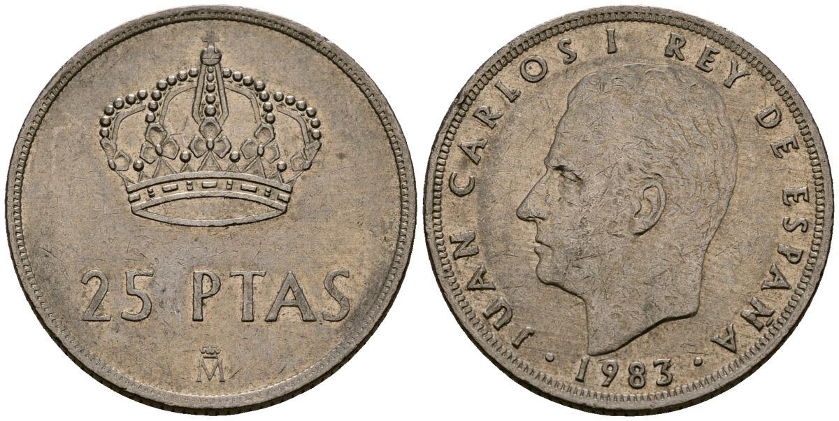 Испания 25 песет 1983 Хуан Карлос I (1975-2014) KM 824 медно-никель 4165-1015