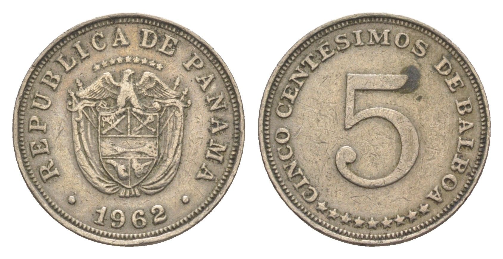 Панама 5 сентесимо 1962 KM 23.2 медно-никель 4644-633