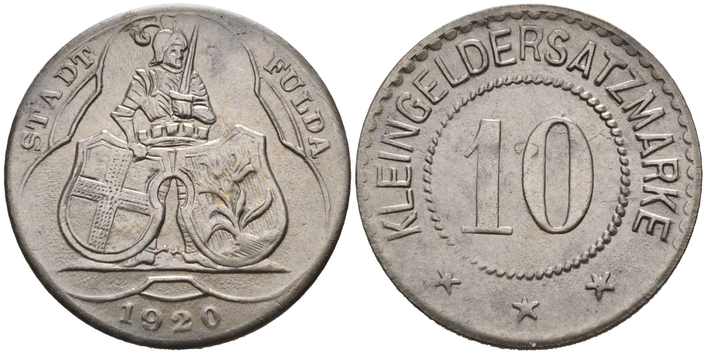 ГЕРМАНИЯ ФУЛДА 10 ПФЕННИГОВ 1920 КЛЯЙНГЕЛЬД железо 75-1411