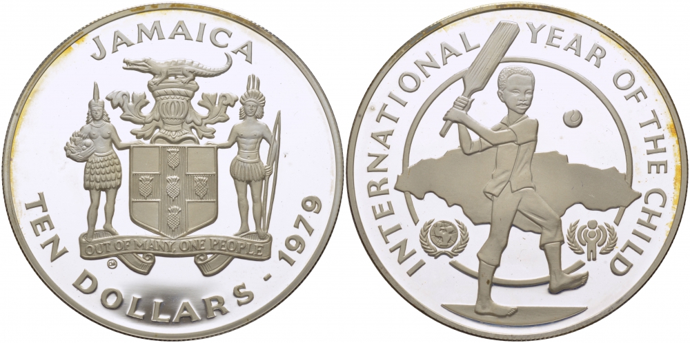 Ямайка 10 долларов 1979 международный год детей KM 80 серебро PROOF 1077-3-51