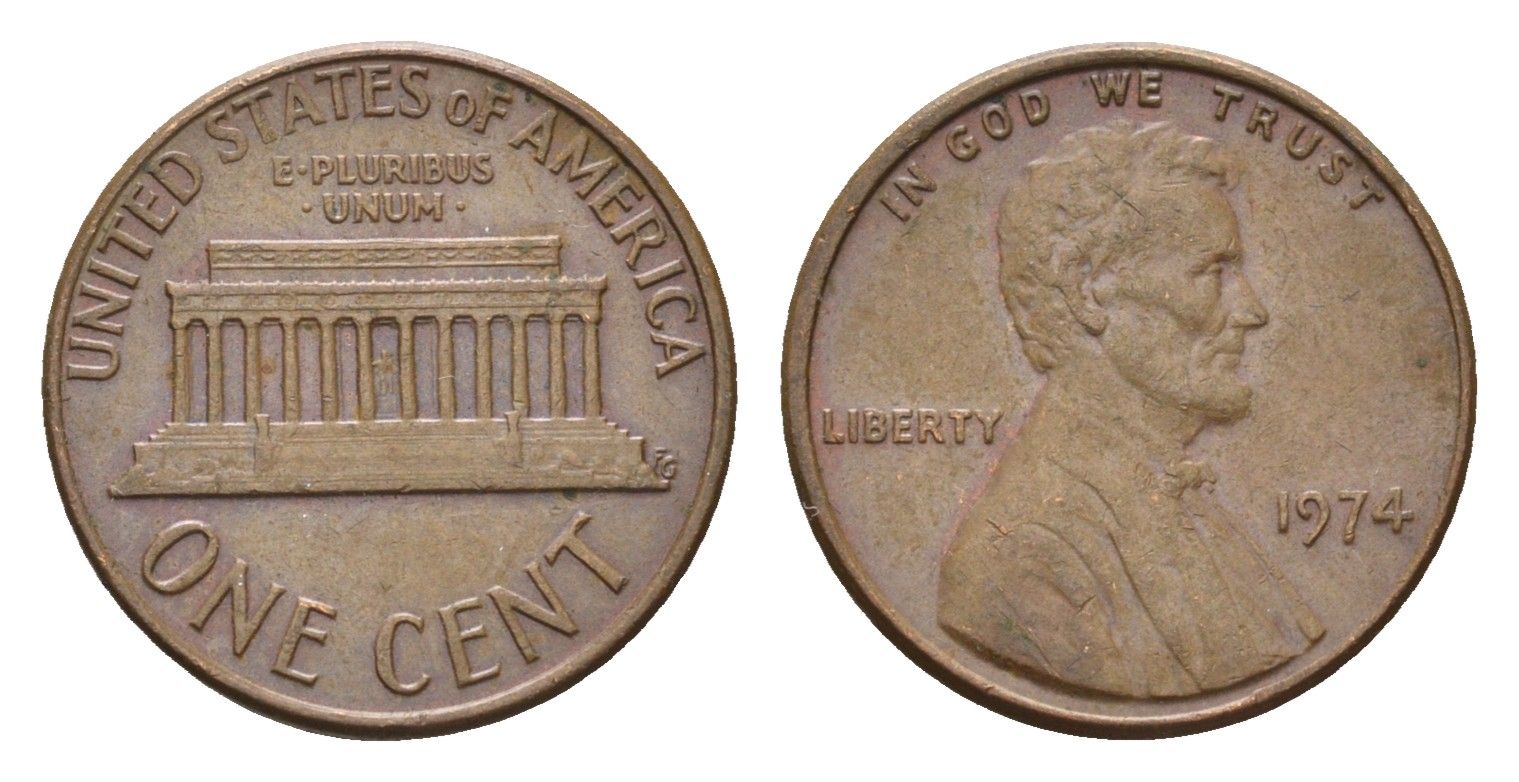 США 1 цент 1974 Авраам Линкольн KM 201 медь цинк 4684-928