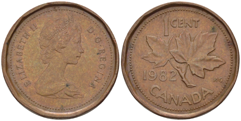 Канада 1 цент 1982 Елизавета II (1952-2022), кленовый лист KM 132 бронза 58-125