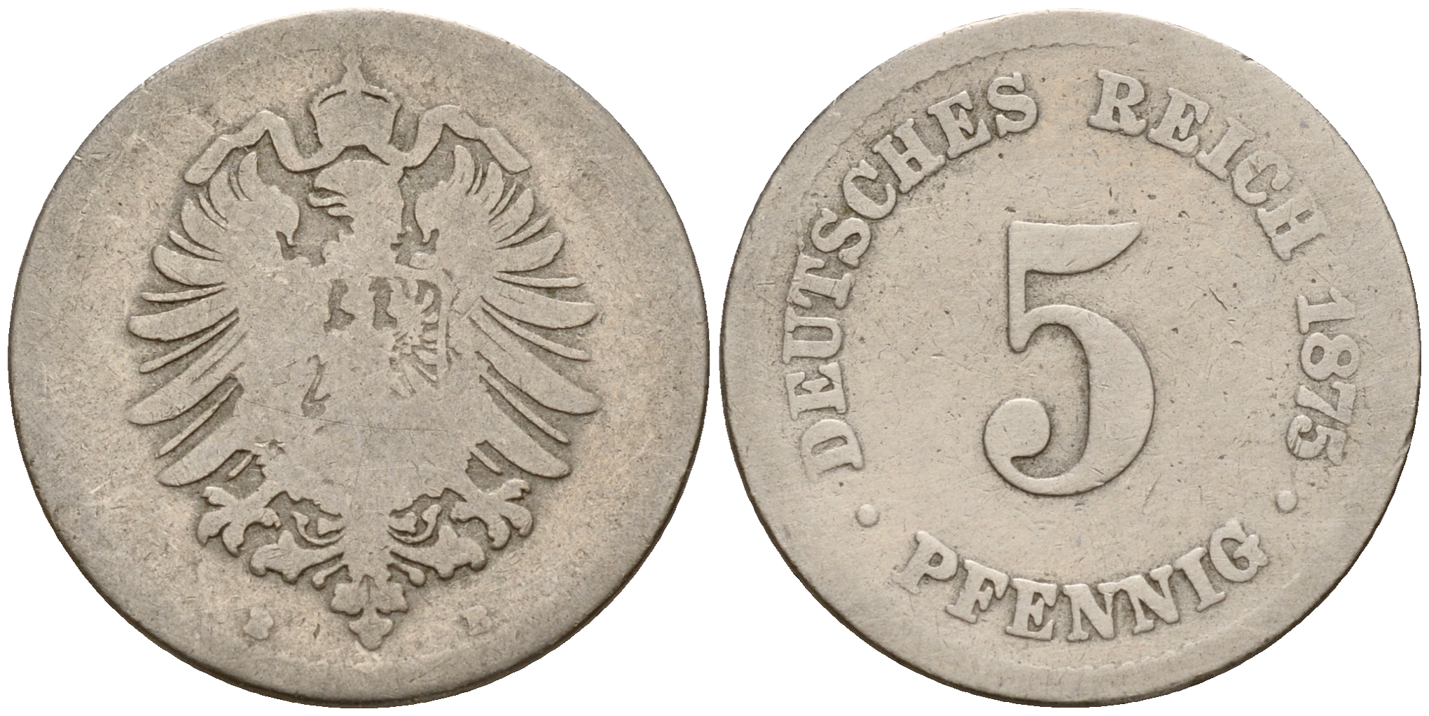 Германия 5 пфеннигов 1875 B J.3  KM 3 медно-никель    4598-966