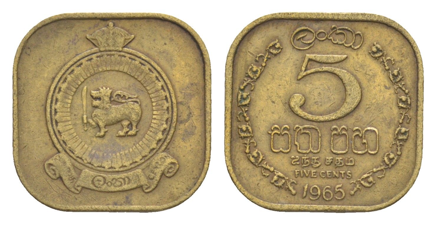 Цейлон 5 центов 1965 KM 129 никель латунь 4649-243