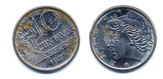 БРАЗИЛИЯ 10 СЕНТАВО 1977 KM 578.1a сталь 51-4531