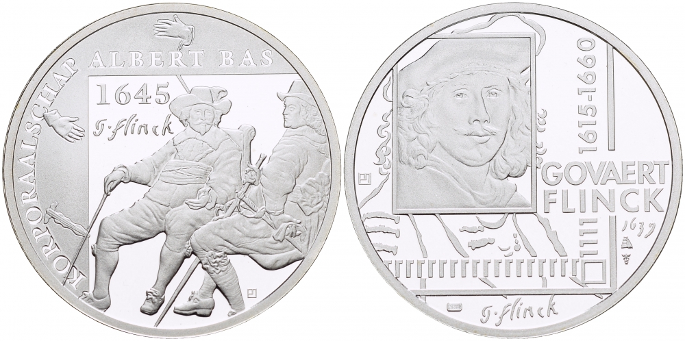 НИДЕРЛАНДЫ МЕДАЛЬ ГОВЕРТ ФЛИНК(1615-1660), КАРТИНА РОТА КАПИТАНА АЛЬБЕРТА БАСА 1645 ГОД, ДИАМЕТР 30 мм., ВЕС 9,42 гр. медно-никель 1087-2-45