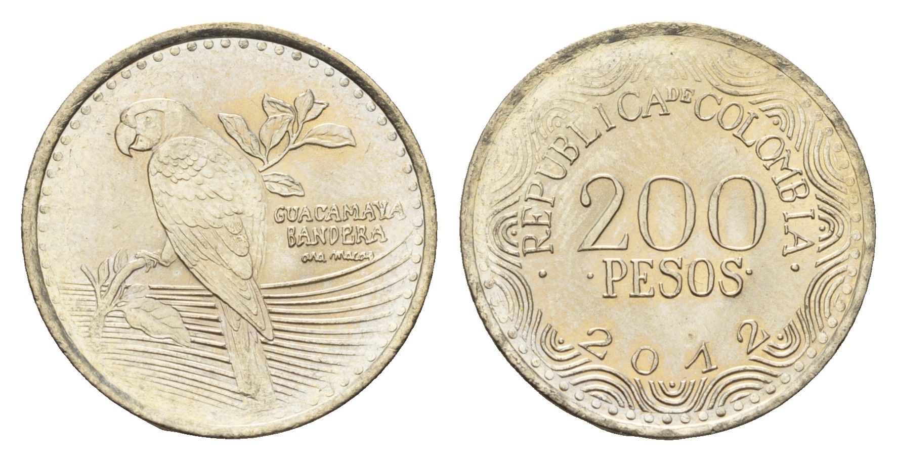 Колумбия 200 песо 2012 KM 297 медь цинк никель UNC 4686-435