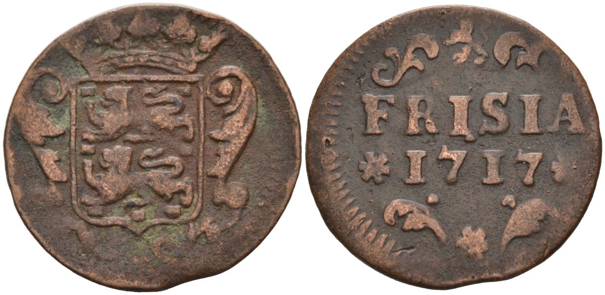 Фризия (Friesland), Нидерланды 1 дуит 1717 KM 80 медь 4577-351