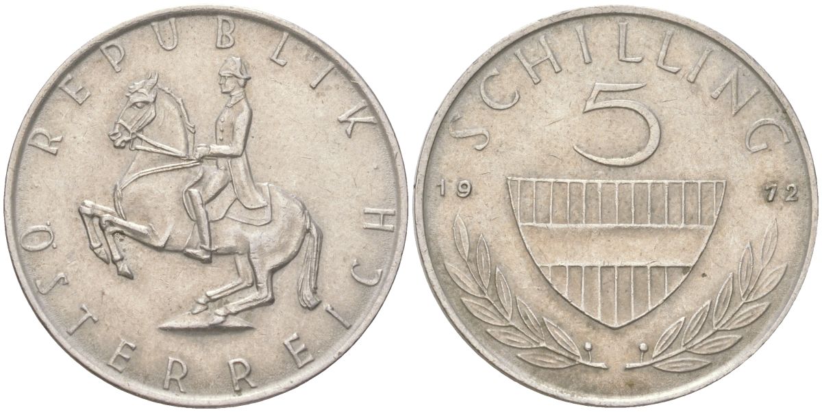 Австрия 5 шиллингов 1972 KM 2889a медно-никель 4142-1135