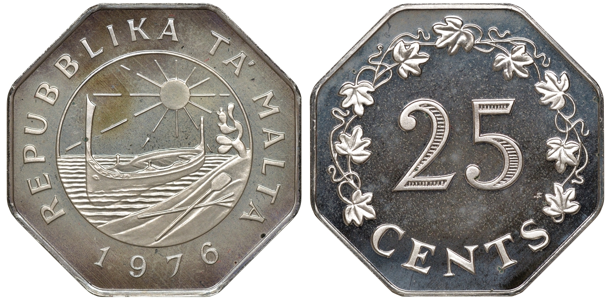 Мальта набор из 9 монет 1976 в оригинальной коробке с сертификатом KM PS2 PROOF 7-7-15