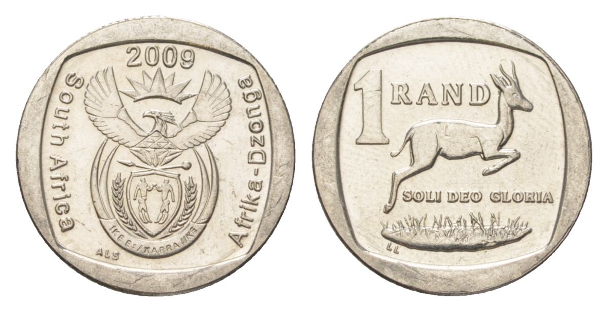 ЮАР 1 ранд 2009 KM 468 медь плакированная никелем 4627-534