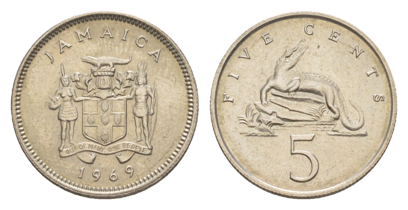 Ямайка 5 центов 1969 KM 46 медно-никель UNC 4643-116