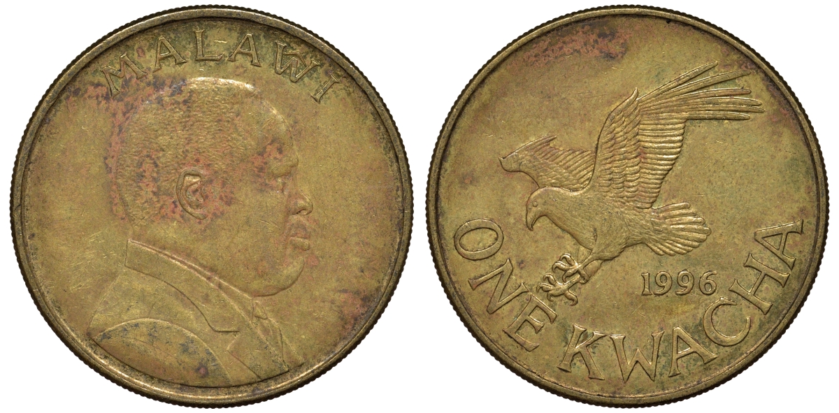 Малави 1 квача 1996 орел KM 28 сталь плакированная латунью 4162-333