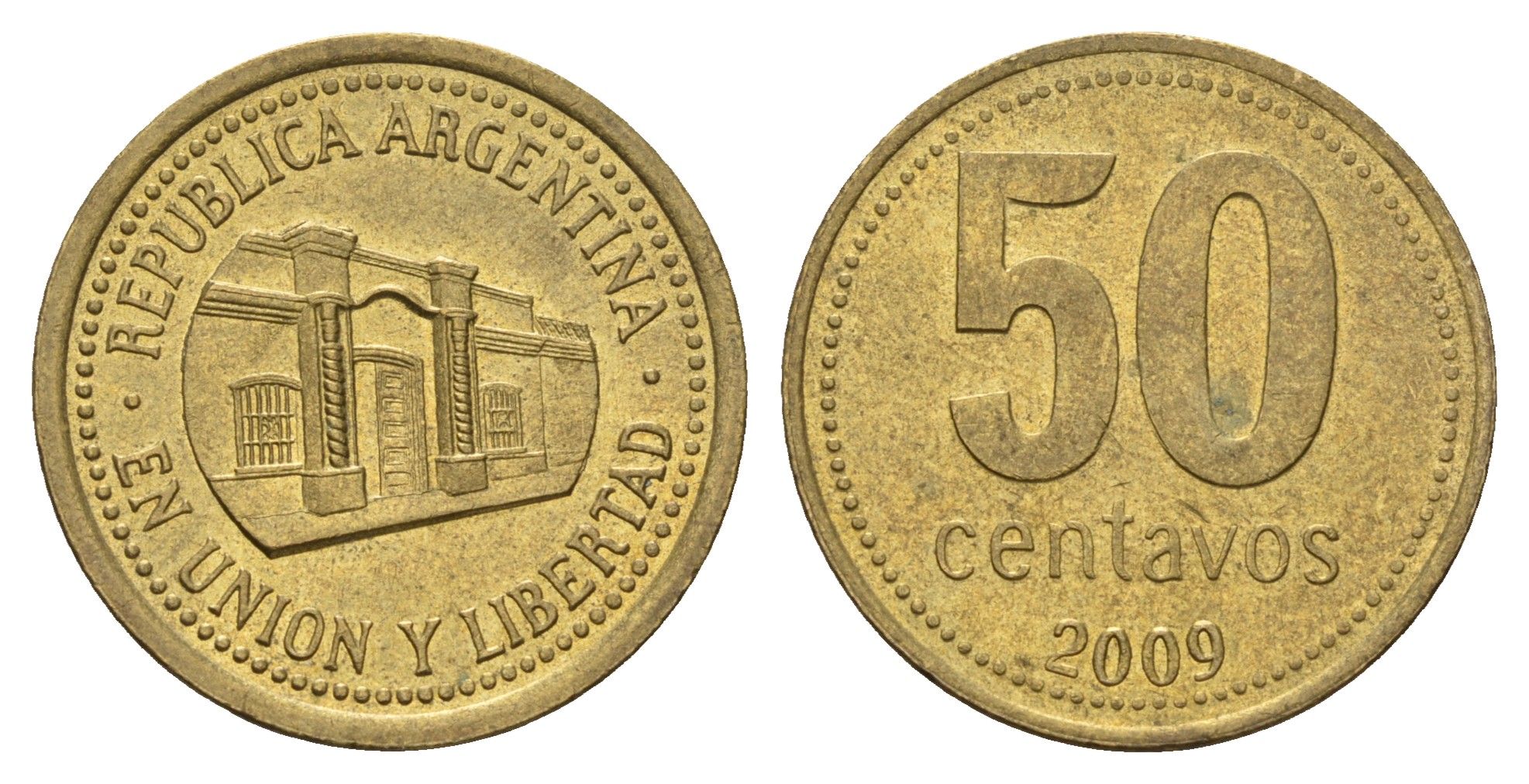 Аргентина 50 сентаво 2009 KM 111 алюминиевая бронза 4573-955