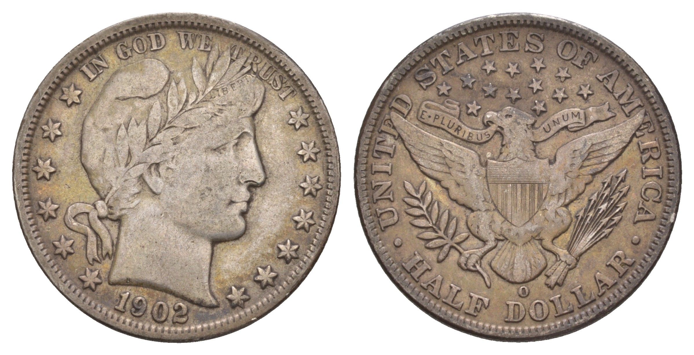 США 1/2 доллара (50 центов) 1902 O, 50 центов Барбера KM 116 серебро    5010-1625