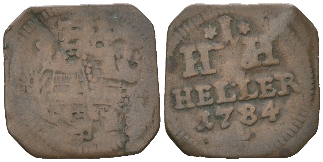 Саксен-Гильдбурггаузен 1 клиппе геллер 1784 Фридрих Саксен-Гильдбурггаузенский (1780-1826), клиппа	KM 110 , Hollmann 147, Slg. Merseburger 3585 медь 54-867