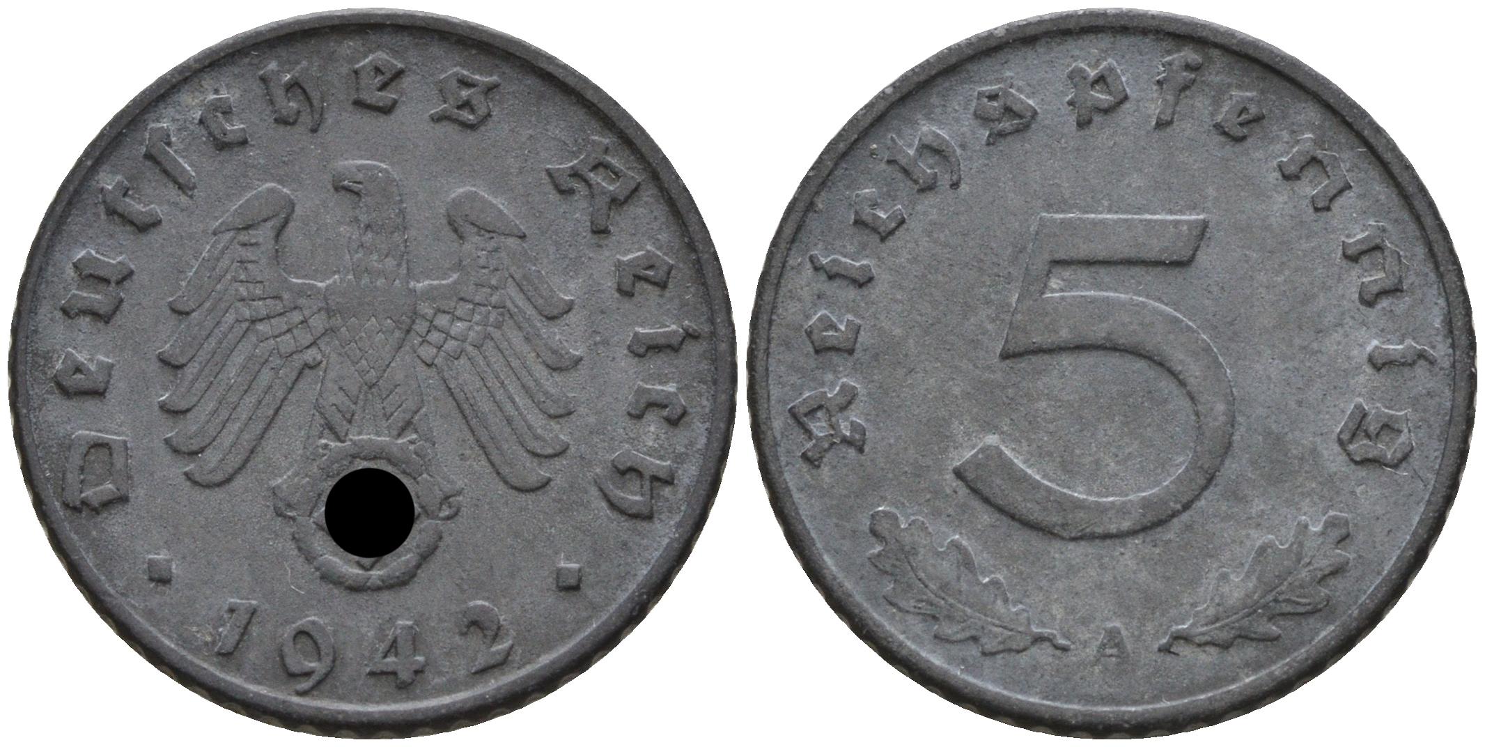 Германия 5 рейхспфеннигов 1942 А KM 100 J. 370 цинк    4152-1144