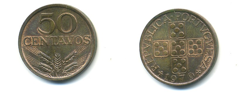 ПОРТУГАЛИЯ 50 СЕНТАВО 1979 KM 596 бронза 80-414