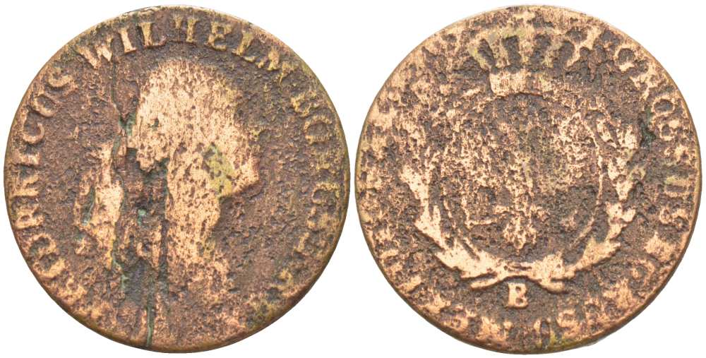 ЮЖНАЯ ПРУССИЯ, ПОЛЬША 1 ГРОШ 1797 ФРИДРИХ ВИЛЬГЕЛЬМ KM 3 медь 210-1152