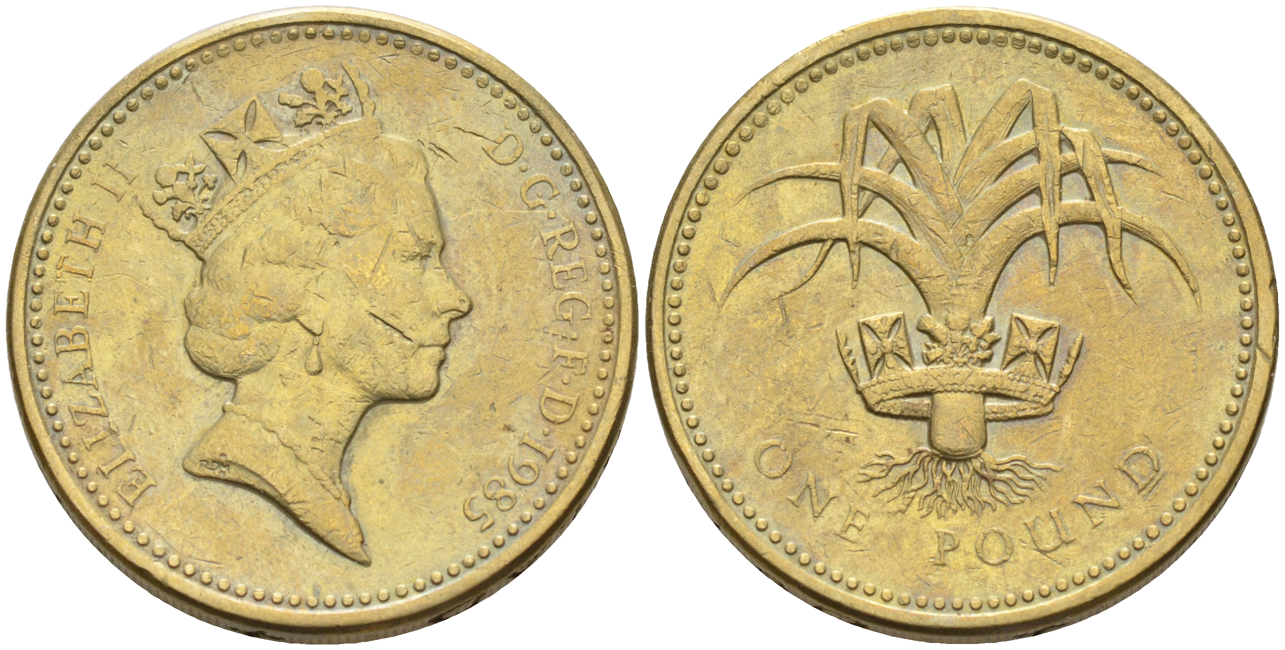 Великобритания 1 фунт 1985 Елизавета II (1952-2022) KM 941, Spink 4331 никель латунь 4589-1011