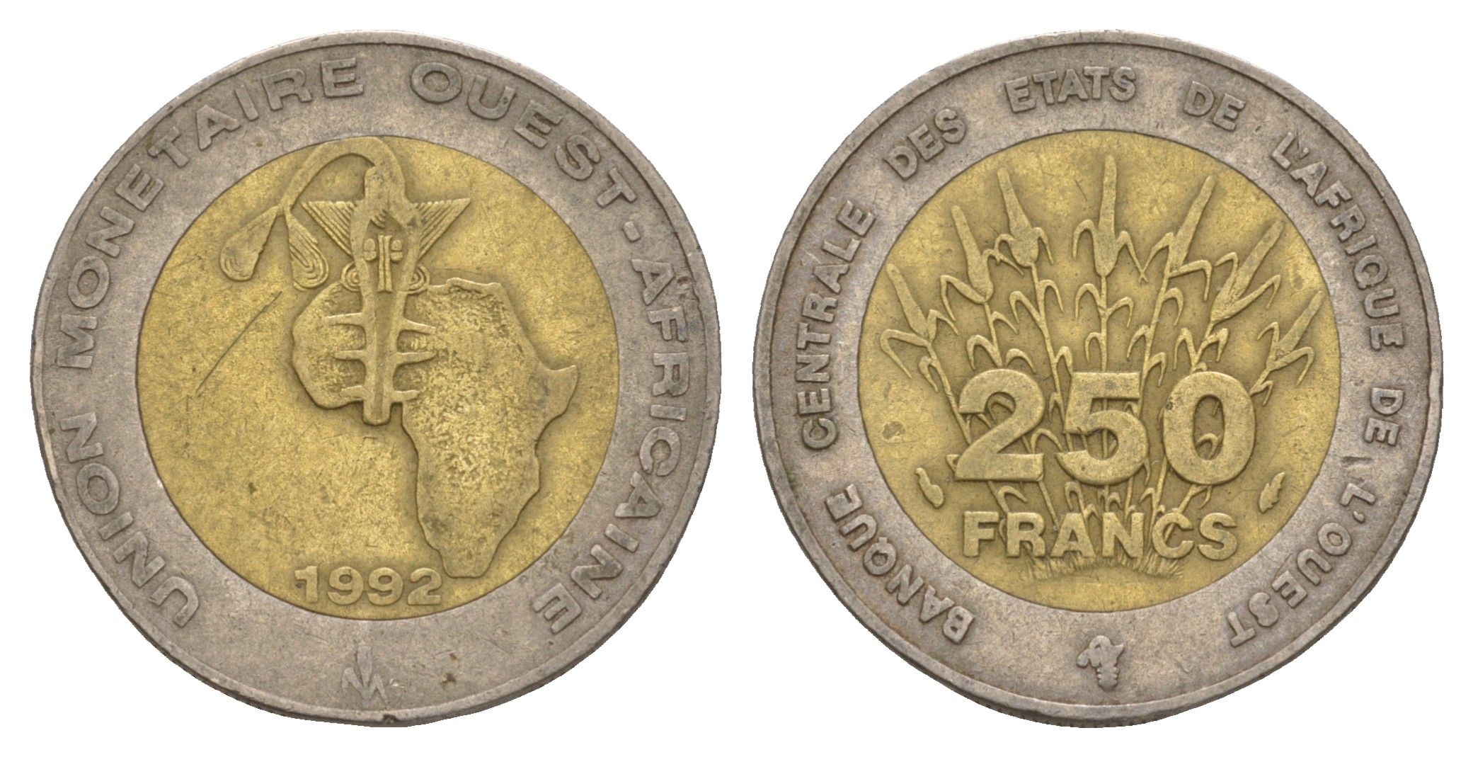 Западная Африка (BCEAO) 250 франков 1992 KM 13 биметалл 4656-936