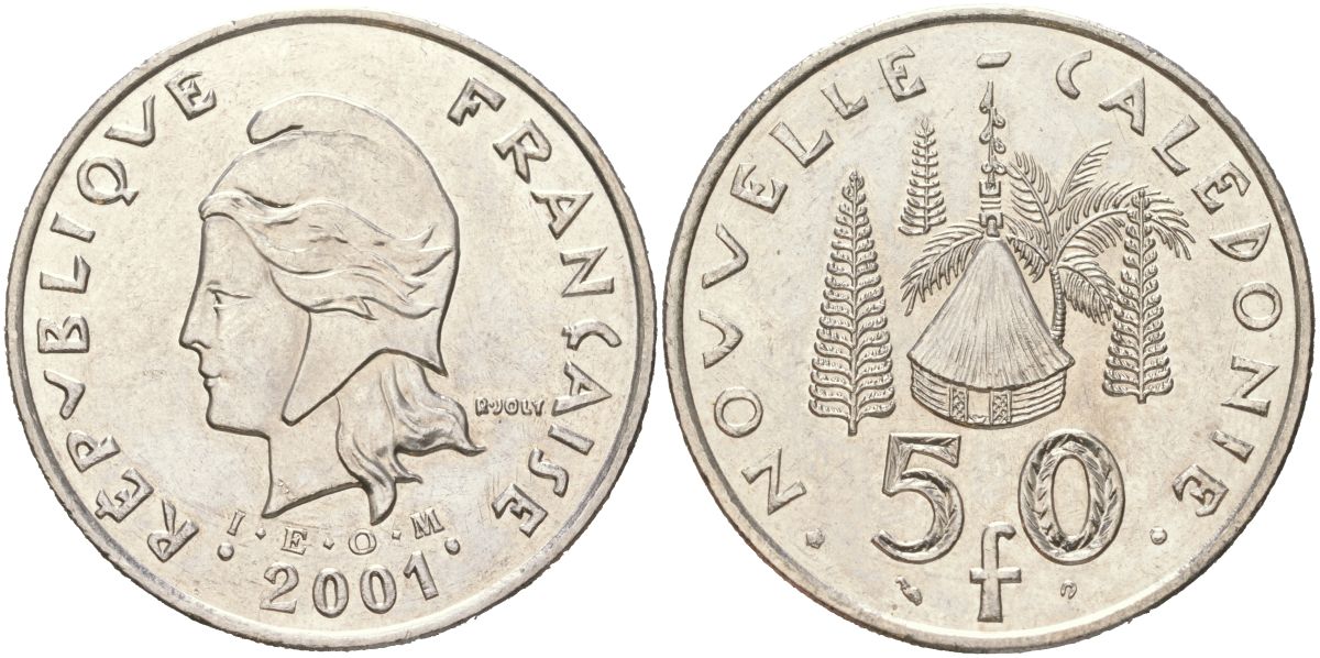 Новая Каледония 50 франков 2001 KM 13 никель UNC 4367-523