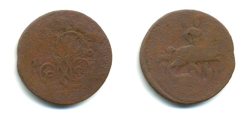 РОССИЯ 1 КОПЕЙКА 1760 медь 61-841