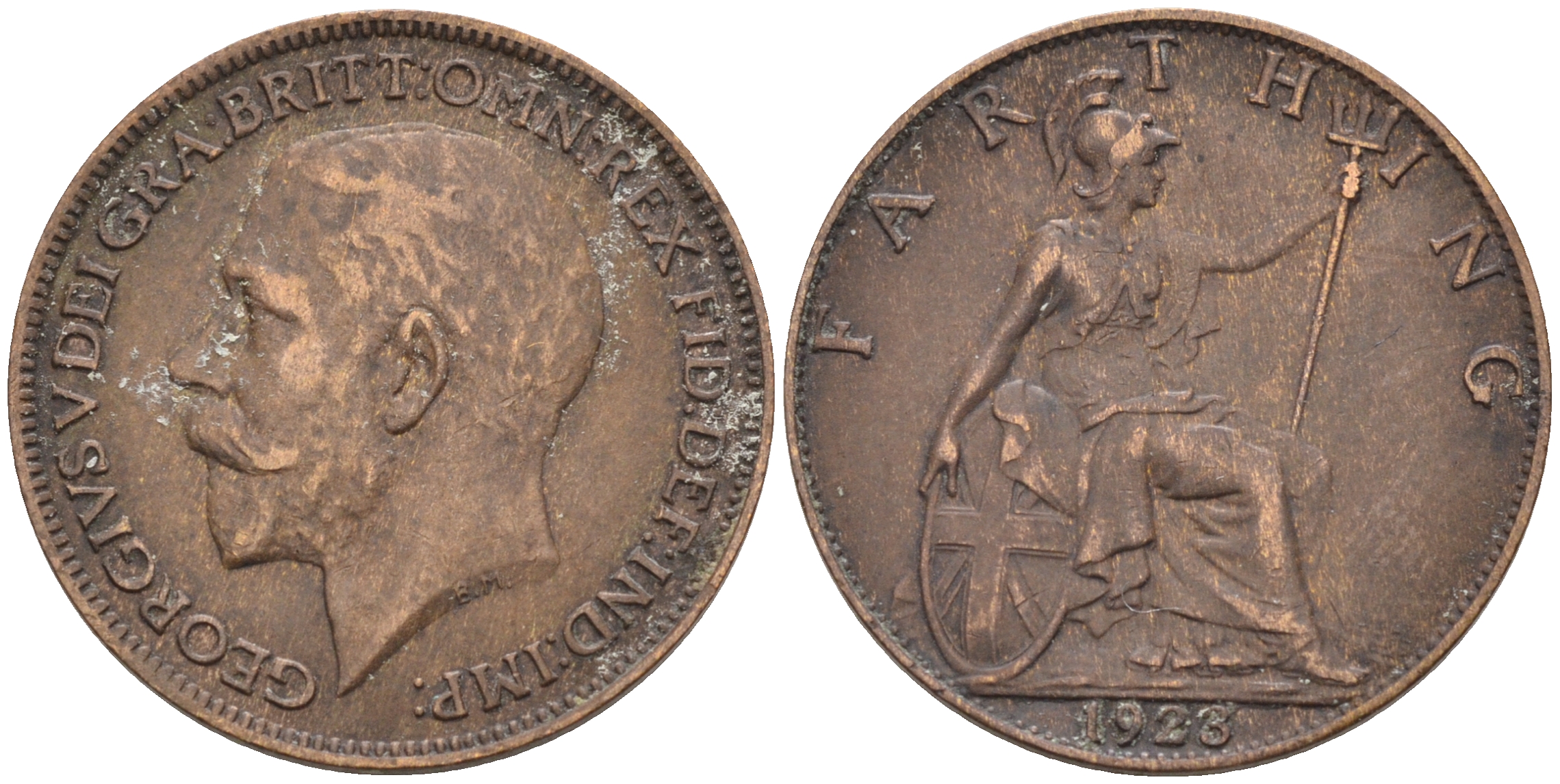 Великобритания 1 фартинг 1923 Георг V (1910-1936) KM 808.2 Spink 4060 бронза 4588-533